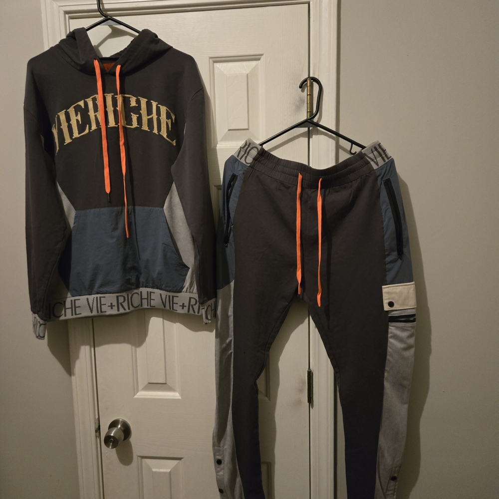 Richie Vie Navy and Gray Tracksuit with Orange Details